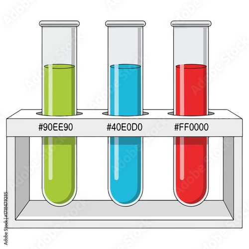 Colorful Liquids in Test Tubes for Science Experiment.