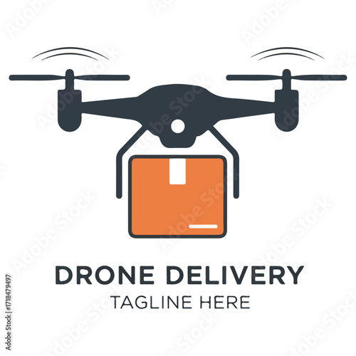 Drone Delivery Service Logo Design for Fast Package Shipping.