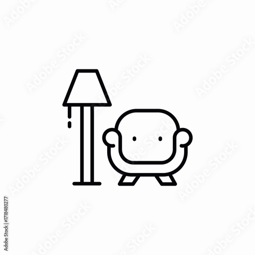 armchair lamp stand icon sign vector