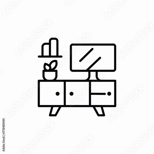 cabinet tv set stand icon sign vector