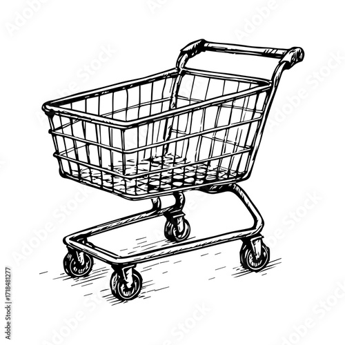 Shopping Cart Sketch icon vector 