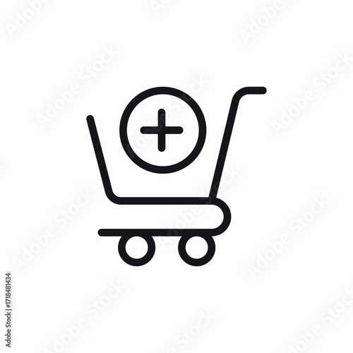 shopping cart plus add icon sign vector