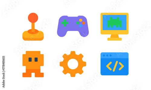 Game development icons collection for digital design and user interface projects