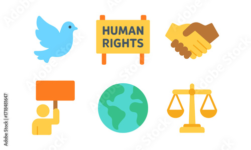 Human rights symbols featuring peace, equality, and justice for awareness campaigns