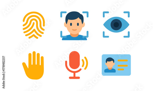 Comprehensive biometrics icon set for technological and security design projects