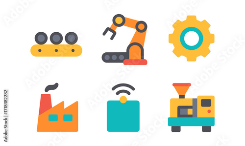 Smart factory icons set for technology and automation projects