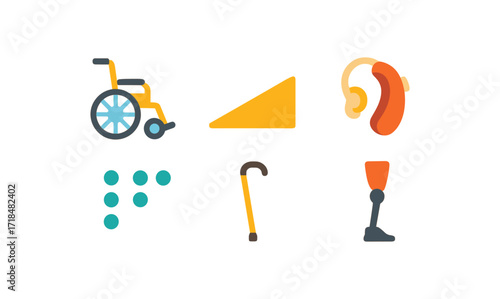 Disability inclusion icons set for accessibility and support design projects