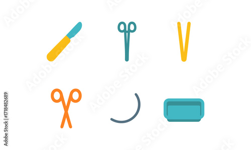 Minimalist surgical tools icons for medical design projects