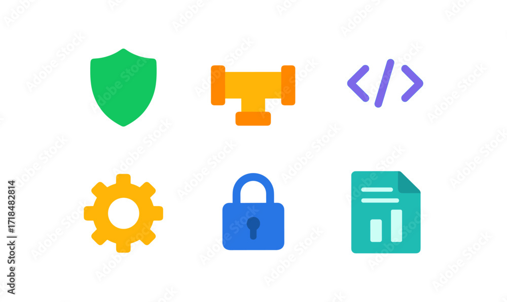 Fototapeta premium Devsecops icon set for technology and security design projects