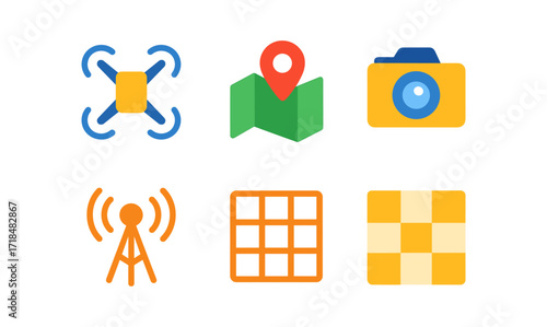 Drone mapping icons for navigation and surveillance design projects