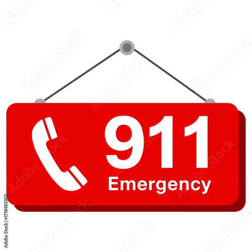 Emergency 911 Sign - Call for Immediate Assistance.