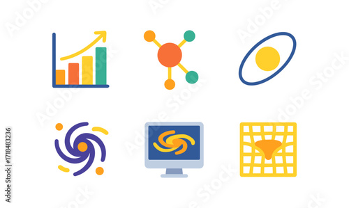 Astrophysics icons collection for educational and informative design projects