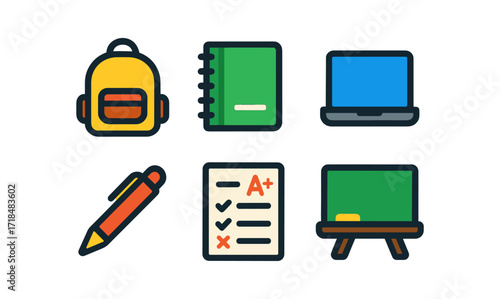 Essential student icons pack for education and learning design projects