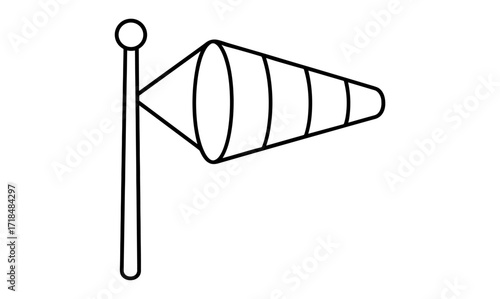 Minimalist outline of a windsock on pole indicating wind direction