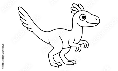 Cute dinosaur coloring page for kids: cartoon raptor outline