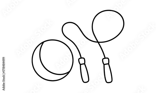 Outline design of jump rope and ball for fitness and gym activities