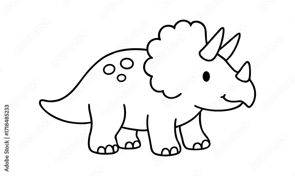 Obraz premium Cute triceratops outline for kids' coloring activities