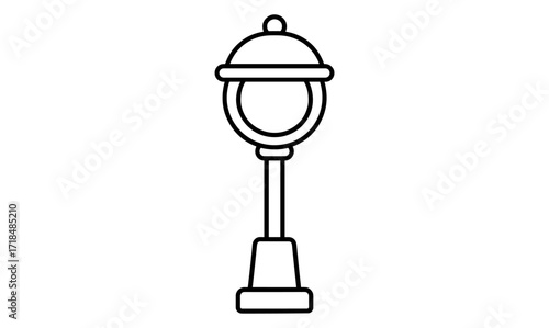 Classic street lamp outline with minimalist linear design for urban decor