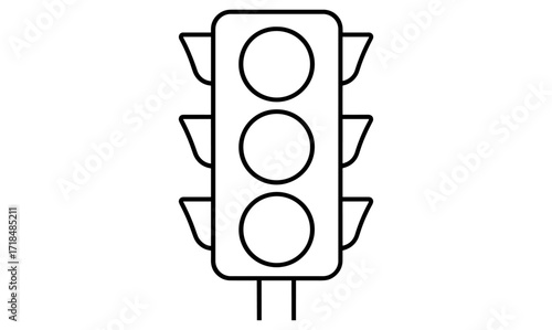 Simple linear traffic light icon with three empty circles