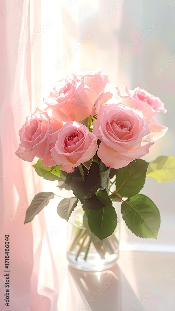 Obraz premium Pink roses in sunlight
