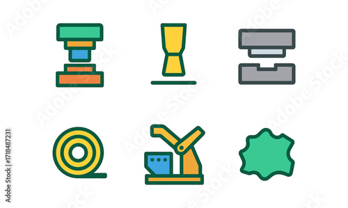 Industrial tool icons set: modern flat design for manufacturing and engineering
