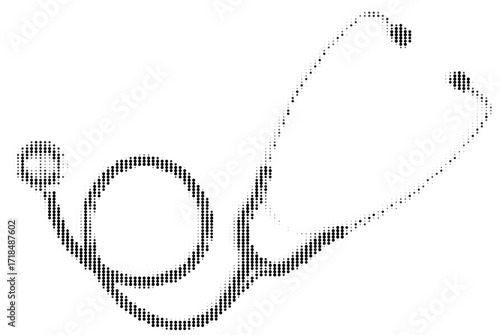 Halftone Stethoscope Dotted Vector Icon Graphic