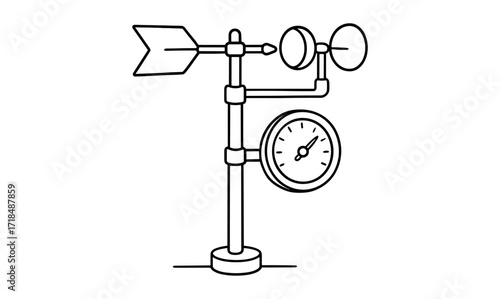 Weather station illustration featuring wind vane and anemometer for educational and design use
