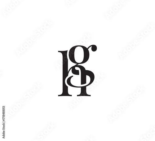 Elegant Serif Monogram Logo with Overlapping Initial Letters – Vintage and Modern Branding Design hg