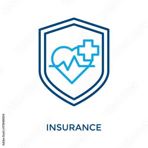 Insurance Icon Outline Color Style. Vector Illustration For Graphic Design