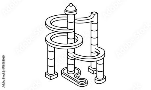 Marble run fun illustration for creative design and playful concepts
