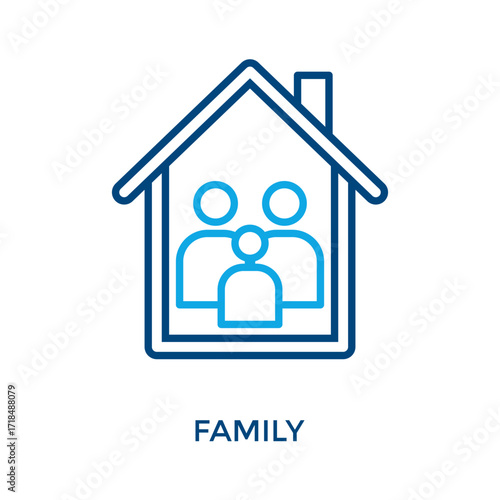 Family Icon Outline Color Style. Vector Illustration For Graphic Design