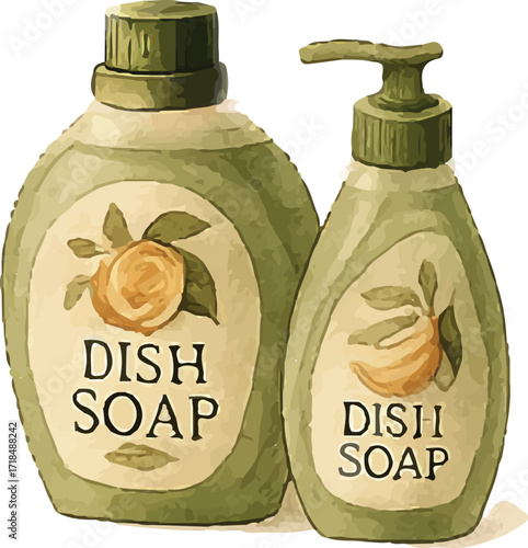 Eco Dish Soap Pump Bottles with Fruit Design