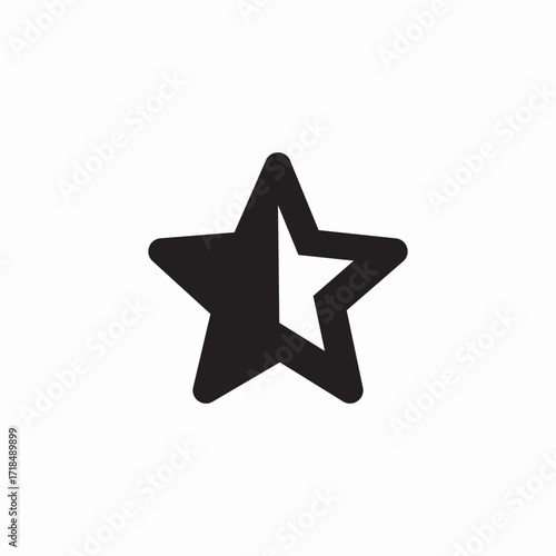 half star review rate icon sign vector