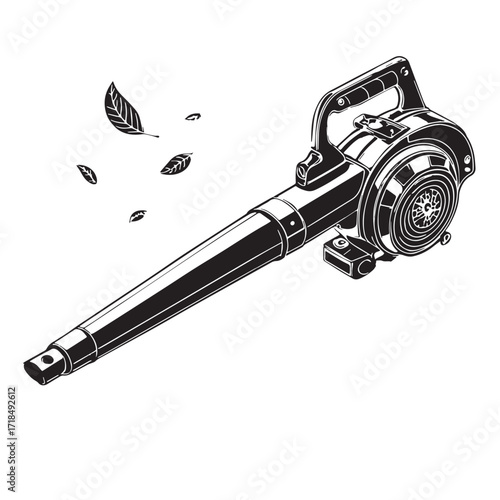 Black leaf blower Silhouette Vector, High Quality Illustration on White Background