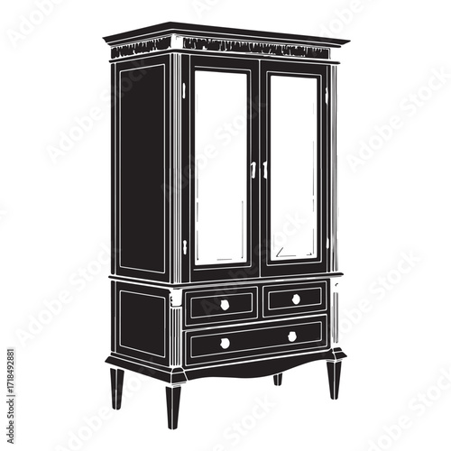 Black medicine cabinet Silhouette Vector, High Quality Illustration on White Background