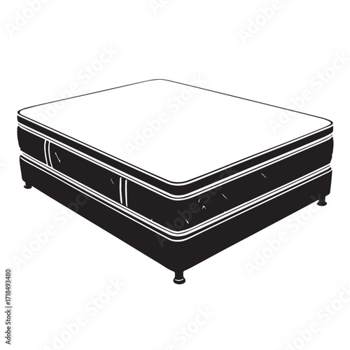 Black mattress Silhouette Vector, High Quality Illustration on White Background
