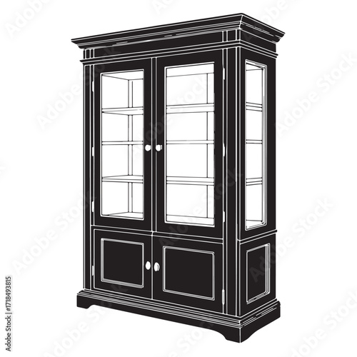 Black medicine cabinet Silhouette Vector, High Quality Illustration on White Background