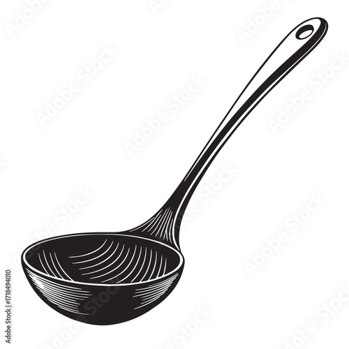 Black ladle Silhouette Vector, High Quality Illustration on White Background