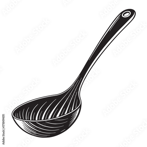 Black ladle Silhouette Vector, High Quality Illustration on White Background
