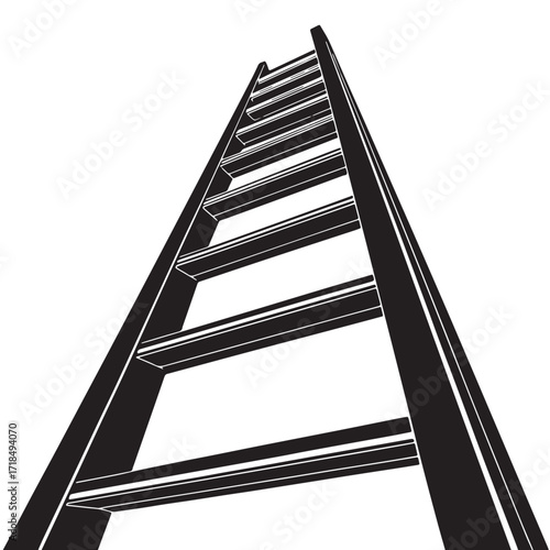 Black ladder step Silhouette Vector, High Quality Illustration on White Background