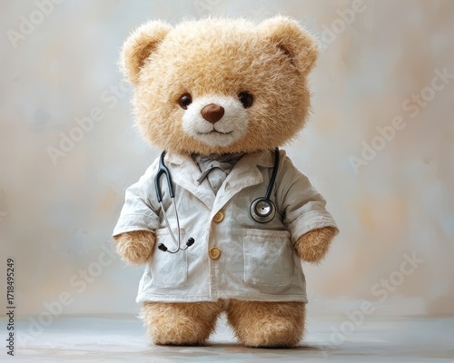Cute teddy bear dressed as a doctor