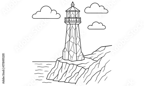 Crystal lighthouse coloring page - simple design for relaxation and creativity