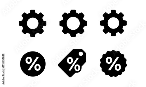 Gear and discount icons for business and marketing design projects