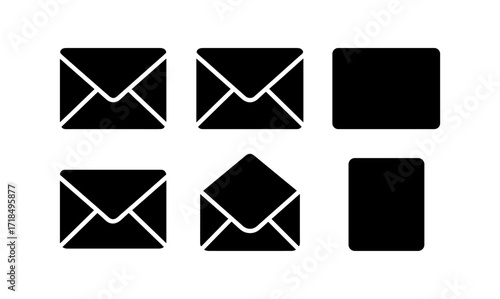 Simple email icon set for digital communication and web design projects