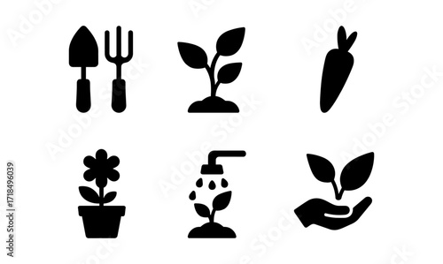 Colorful school and garden icons for educational and design projects