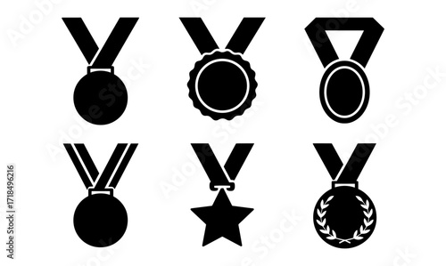 Sports medals silhouettes collection for awards and achievements design
