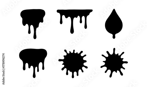 Ink silhouette drips and splashes for creative design projects