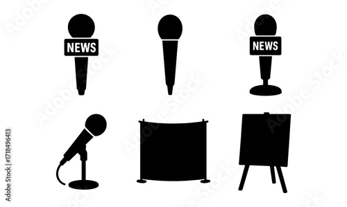 Microphone and news silhouette set for media and event design projects