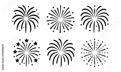 Silhouette fireworks display for celebrations and festive designs