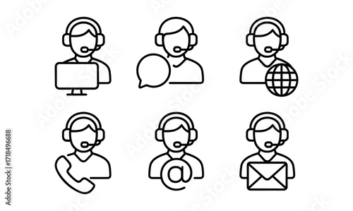Call center icons for customer support and communication design
